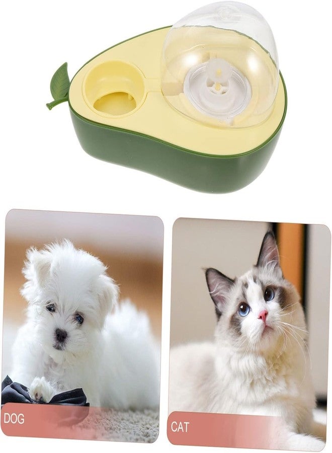 Kanak Mall وعاء طعام للقطط على شكل أفوكادو من كاناك مول، مزود بحماية للرقبة، ونافورة شرب أوتوماتيكية، وموزع طعام، ومستلزمات للقطط (أخضر وأصفر) - Image 4